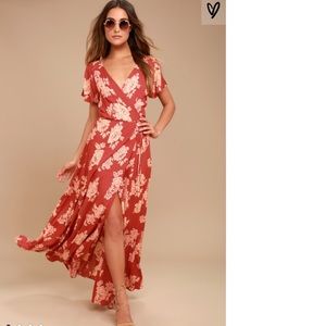 Lulus - Floral Print Wrap Maxi Dress - XS